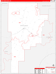 Sweet Grass County, MT Wall Map Zip Code Red Line Style 2026